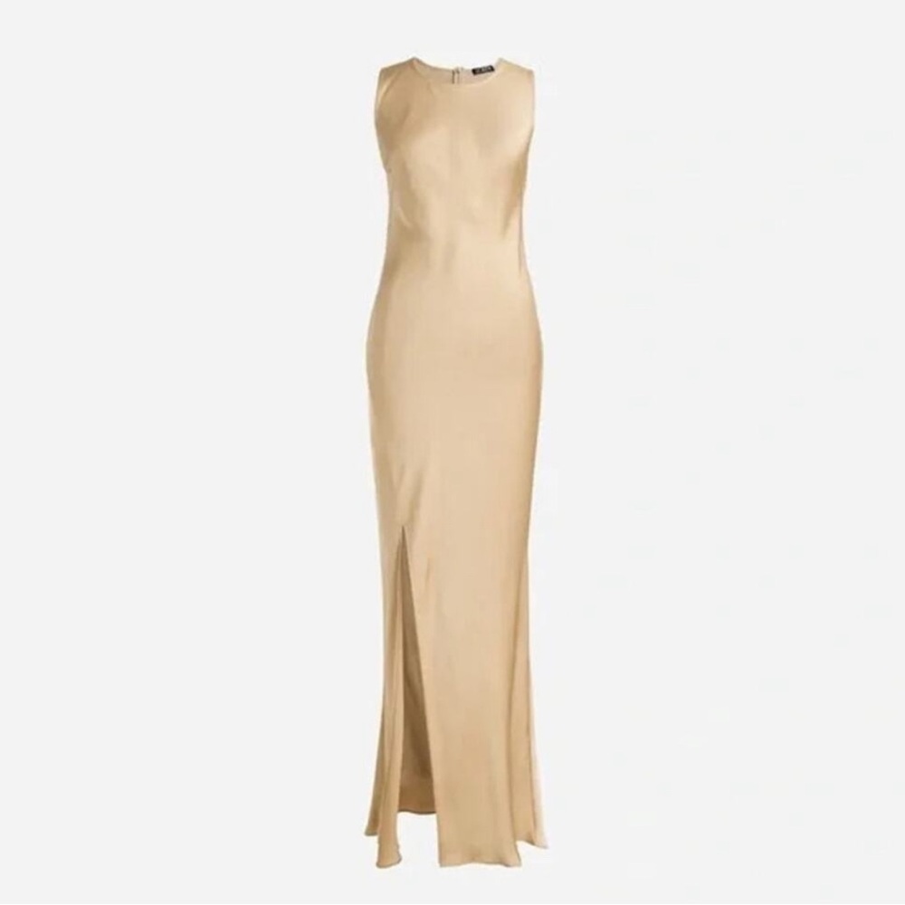 NWT J.CREW High Neck Slip Dress in Luster Crepe with Slit Size US 14 cocktail